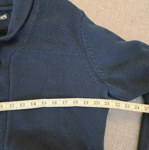 CHAPS I M Cotton Shawl Collared Cardigan I navy blue - Picture 8 of 9